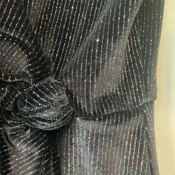 Altar'd State Shimmering Black Stretch Velvet Long Sleeve Mini Dress - Picture 3 of 7